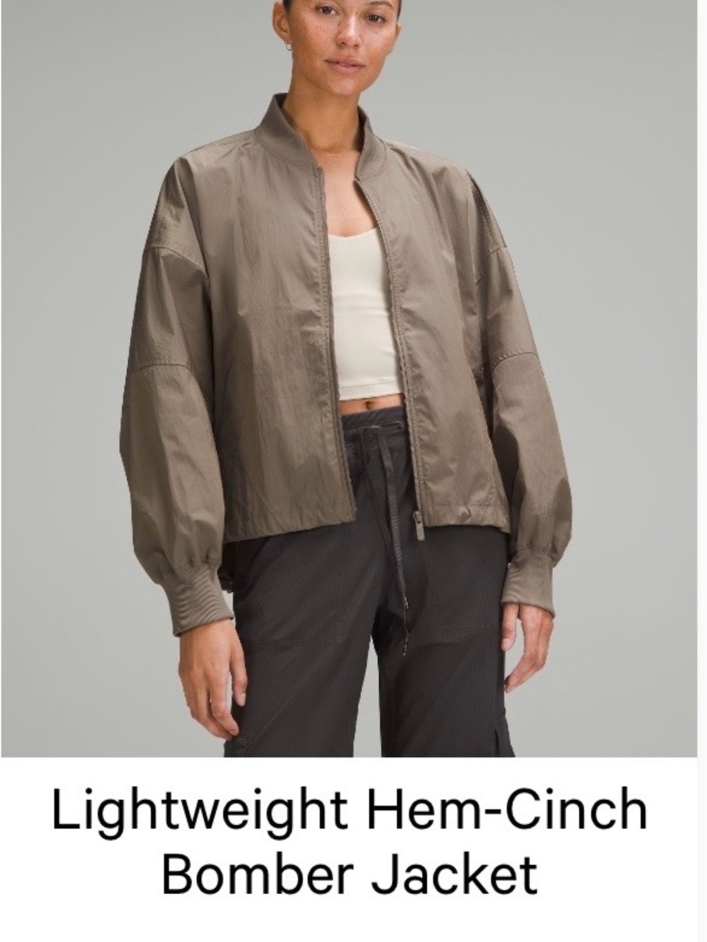 lululemon athletica Olive-Taupe Lightweight Bomber Jacket S
